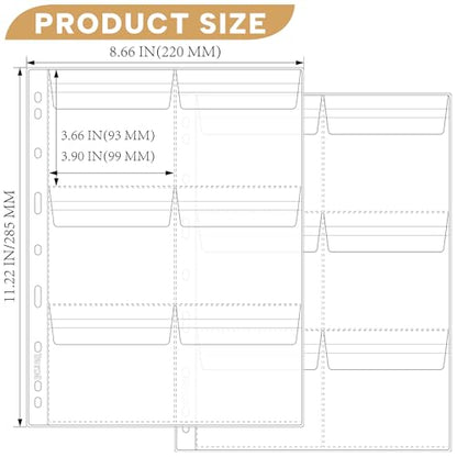 25 Sheets Coin Pocket Pages - 6 Pocket Standard 9-Hole 150 Pockets Inserts Collecting Sleeves for Coins [99mm X 93mm Each Pocket] CS0312506 - color: 6 Pocket(99mm X 93mm Each Pocket), size: 25 Sheets