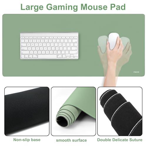 MOSISO Wrist Rest for Mouse Pad Set, Large Gaming Deskpad, Green | Circle Curved Mousepad&Keyboard Wrist Rest&Coaster, Ergonomic Non-Slip Mousepad&Easy Typing Pad with Silicone Lining - color: Green