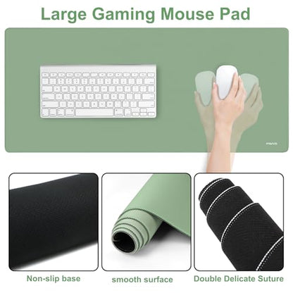MOSISO Wrist Rest for Mouse Pad Set, Large Gaming Deskpad, Green | Circle Curved Mousepad&Keyboard Wrist Rest&Coaster, Ergonomic Non-Slip Mousepad&Easy Typing Pad with Silicone Lining - color: Green