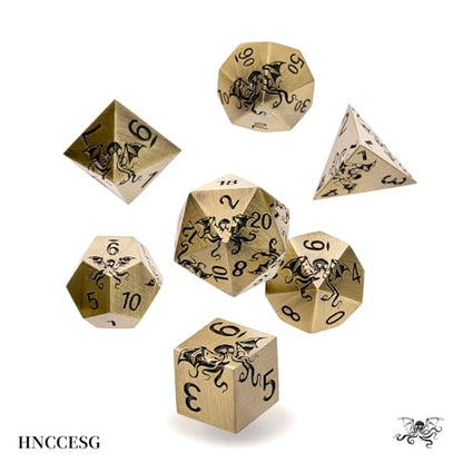Octopus Metal RPG Dice Set,7-Piece,Solid Zinc Alloy with Antique Bronze Plated Finish,Gift for Tabletop Role-Playing Games & Collectors (Bronze) - color: Bronze