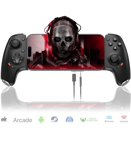 Mobile Gaming Controller for Android and iPhone 17/16/15 Series (USB-C) PS Remote Player Gamepad for PS5/PS4/Xbox/PC with Hall Joysticks/Hall Trigger/3.5mm Audio Jack/Cloud Gaming Controller, Plug & Play - color: Black, size: 3.5mm Audio Version