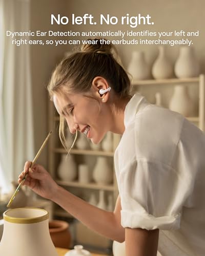 SHOKZ OpenDots 2 Open-Ear Clip-On Earbuds with Upgraded Dolby Audio, 3-Mic Clear Calls, Rich Bass, Up to 40 Hrs of Audio, Wireless Charging, Interchangeable Left/Right Earbuds, IP57, Bluetooth 6.1 - color: Pearl white