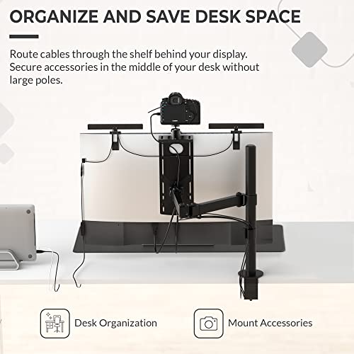 HumanCentric DSLR Monitor Mount Small, Desk Camera Mounting | Light Webcam, Microphone Shelf for Monitor VESA Arm, Replace Clamp Tripods, 100x100mm Patterns, Aluminum, Hardware Included - size: Small Shelf