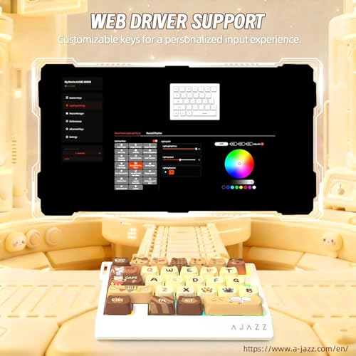 A.JAZZ AK029 Wired 29 Keys One-Handed RGB Gaming Keyboard with 8000HZ,0.01mm RT Magnetic Switches Adjustable Actuation,Hotswappable Mechanical Keyboard,Aluminum Plate,Web Driver for Gamers-Beige Cat - color: Yellow