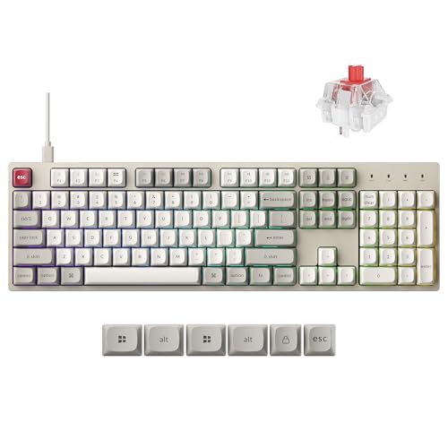 Keychron C2 Pro Wired Mechanical Keyboard with 8K Hz Polling Rate, Full Size Custom RGB Backlit Hot-Swappable, Non-Shine Through PBT Keycaps Compatible with Mac Windows Linux - color: Red Switch