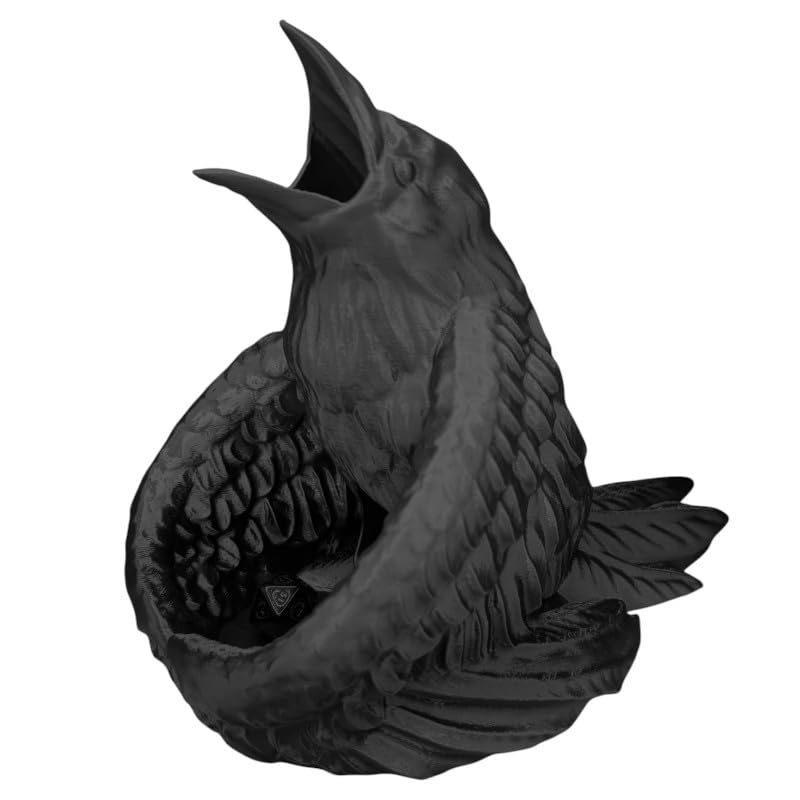 Enchanting Raven Dice Tower for RPG Enthusiasts, Perfect Dungeons and Dragons Accessory, Ideal DND, Crow, Bird, Gothic D&D Dice Rollers & Gifts, Warhammer, Fantasy Gaming, Tabletop (Black)