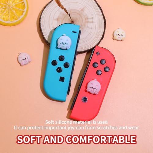 Switch Thumb Grips Caps, 4 PCS Cute Kawaii Kitty 3D Silicone Analog Thumbstick Button Cover Compatible with Nintendo Switch Lite/OLED Joystick Caps, 4 Color Cat - color: 4 Color Cat