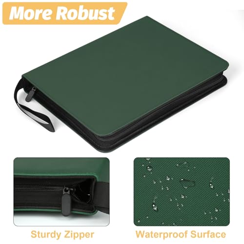 Trading Card Binder, Card Collection Binder Album Folder with 720 Side Loading Pockets, 9 Pocket Trading Card Album Folder for TGC,MTG, Baseball Cards, Yugioh - color: A-green