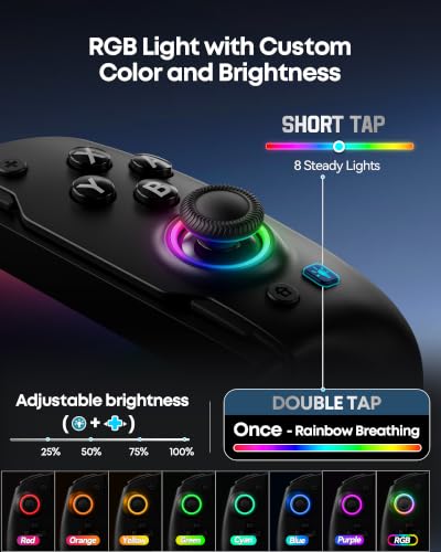 OIVO VGA DESIGN Switch Controller Handheld for 1/2/OLED, Ergonomic Grip Stretch Joypad for SW Console, Wireless Controller with TMR Joysticks, RGB Lighting, Turbo, 4 Macros & Card Slot