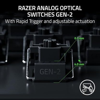 Razer Huntsman V3 Pro 8KHz Esports Gaming Keyboard: Analog Optical Switches Gen 2-8000 Hz Polling Snap Tap - Rapid Trigger - Adjustable Actuation - Media Controls - PBT Keycaps - Black - color: Black, size: Full Size, style: 8000 Hz Polling