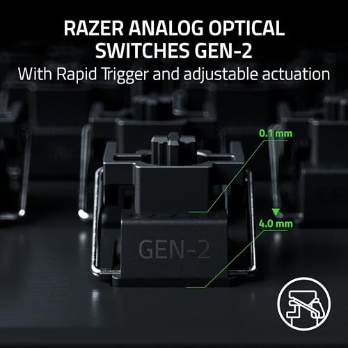 Razer Huntsman V3 Pro 8KHz Esports Gaming Keyboard: Analog Optical Switches Gen 2-8000 Hz Polling Snap Tap - Rapid Trigger - Adjustable Actuation - Media Controls - PBT Keycaps - Black - color: Black, size: Full Size, style: 8000 Hz Polling