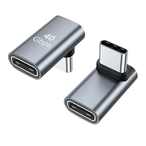 AreMe 90 Degree USB-C Male to Female Adapter, 2 Pack Right Angle 100W Type-C Adapter Extender for Steam Deck, ROG Ally, Switch, Notebook Computers, Tablet and Mobile Phones (Grey) - color: Grey