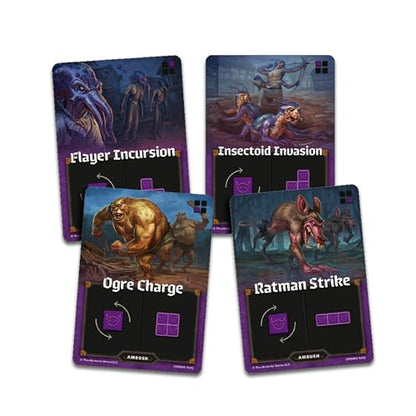 Cartographers: Ambush Mini-Expansion | 4 New Ambush Monster Cards for Cartographers Heroes Board Game | Fantasy Map Drawing Family Strategy Game by Thunderworks Games