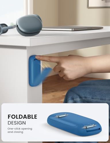 Lamicall Headphone Stand, Sticky Headset Holder - Foldable Headphone Holder Hook Mount, Adhesive Headset Hanger Clip Under Desk, Earphone Clamp for Airpods Max, HyperX, Sennheiser, Blue - color: Blue