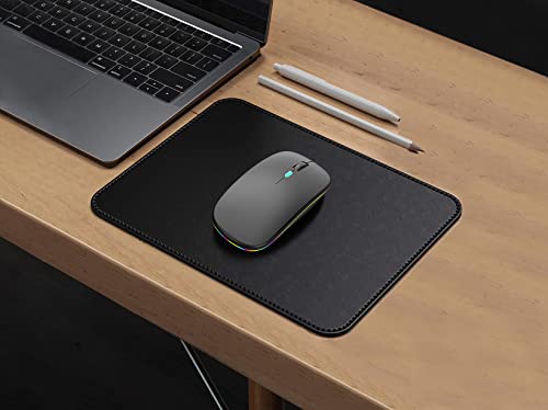 WREANU Wireless Bluetooth Mouse Rechargeable Laptop Mice with LED Lights Silent Slim Use(BT5.2 and 2.4G Portable USB) Dual Mode Computer Mouse for Laptop/iPad/Tablet/Apple/Computer/Mac (Grey) - color: Grey