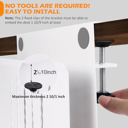Desk Side Storage, Under Desk Laptop Mount, Table Side Hanging File Organizer, No Drill Clamp On Cable Management Tray, Laptop Holder with Magnetic Pen Holder for Office and Home - size: 1Tier-W