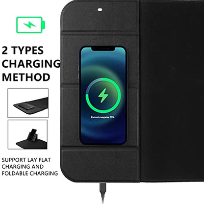 Wireless Charging Mouse Pad with Phone Holder Gaming Mousepad Desk Mat 15W Qi Fast Charging Pad Ultra-Smooth Surface Non-Slip Extended Premium Black Computer Keyboard Mat for MacBook PC Laptop - color: Wireless Charging