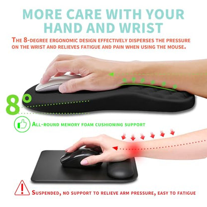Ergonomic Mouse Pad Wrist Support with Memory Foam Massage Bulge, Carpal Tunnel Pain Relief Mousepad Wrist Rest for Mouse(12x8 inch, Black) - color: Kg002-black