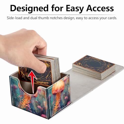 Strong Magnet Case Deck Box Mtg Card Box Playing Card Box Magic Deck Box Tcg Up to 200 Cards Creative Pattern Trading Card Storage Box for Collectible Card Games, Yellow Cute Jellyfish - color: Yellow Cute Jellyfish