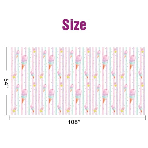 WERNNSAI Ice Cream Tablecloth - 1 Pack 108"x54" Sprinkle Table Cover | Sweet One Birthday Baby Shower Supplies, Summer Popsicle Theme Plastic Table Cloths for Kids Girls - color: Pink