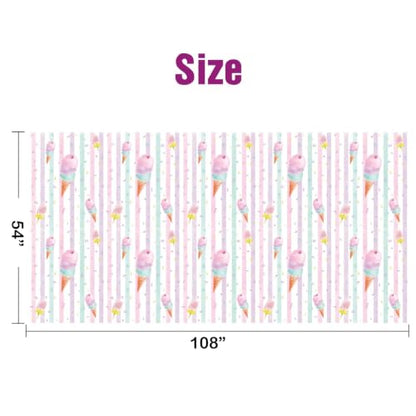 WERNNSAI Ice Cream Tablecloth - 1 Pack 108"x54" Sprinkle Table Cover | Sweet One Birthday Baby Shower Supplies, Summer Popsicle Theme Plastic Table Cloths for Kids Girls - color: Pink