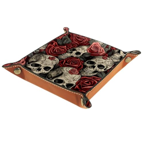 Skulls Rose Dice Tray Dice Rolling Tray Folding Dice Holder for Dice Games, Like RPG, DND and Other Table Games - color: Multi 16