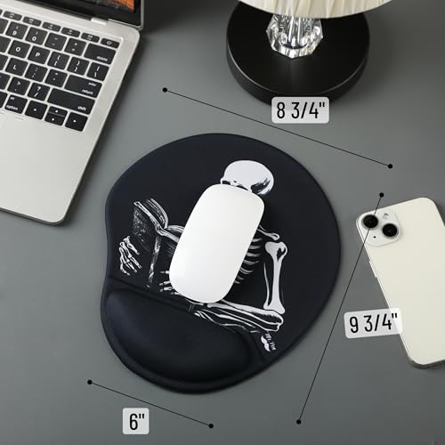 Mr. Pen- Ergonomic Mouse Pad with Wrist Rest, Grim Reader Design | Breathable Fabric with Memory Foam Cushion, Non-Slip Rubber Base, Gel Mouse Pad with Wrist Support - color: Grim Reader