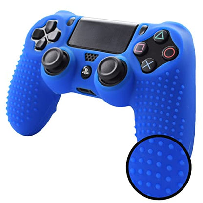 PS4 Controller DualShock4 Skin Grip Anti-Slip Silicone Cover Protector Case for Sony PS4/PS4 Slim/PS4 Pro Controller with 2 Thumb Grips (Blue) - color: Blue