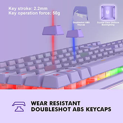 NPET K10 Wired RGB Purple Membrane Keyboard for PC Desktop | Spill Resistant, Multimedia Hotkeys, Quiet Membrane Gaming Keys