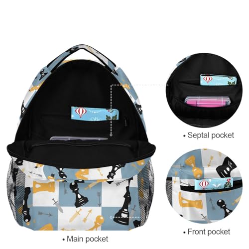 Backpack Blue White Chess Board Bookbag Daypack Travel Hiking Camping School Laptop Bag - color: Multi Pattern 26