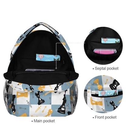 Backpack Blue White Chess Board Bookbag Daypack Travel Hiking Camping School Laptop Bag - color: Multi Pattern 26