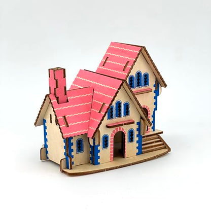 3D Puzzles for Adults, Log Cabin DIY Wooden House Model Kits for Adults to Build, Country Cottage Building Model, 3D Jigsaw Brain Teaser Puzzle, Dollhouse (FHSDFG)