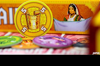 Jaipur Board Game - 2-Player Trading Card Strategy for Adults & Families, Fast-Paced Merchant Duel, Adult Board Games, Fun for Adults, 2 Players, Ages 10+, 30 Minute Playtime | For quick duels, trade goods for top rupees, Fast-paced timing in a 2-player f
