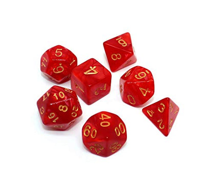 Polyhedral DND Dice Set for Dungeon and Dragons D&D Pathfinder MTG 7-Die RPG Dice with Dice Bag（Red Dice） - color: Red