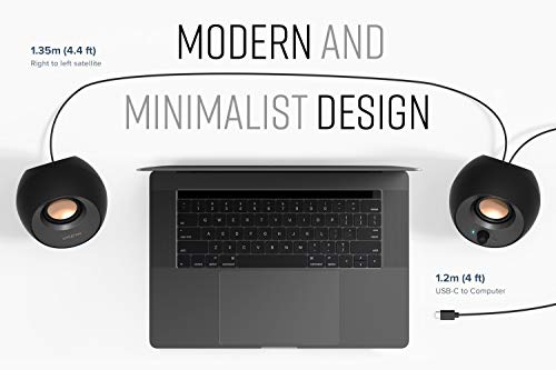 Creative Pebble V3, 2.0 USB-C Desktop Speakers, Bluetooth 5.0, Black | Bluetooth 5.0, USB-C, 2.0 Speaker, Clear Dialog, 8W RMS, USB-A Adapter, Desktop Speakers, Stereo, Black - color: Black