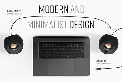 Creative Pebble V3, 2.0 USB-C Desktop Speakers, Bluetooth 5.0, Black | Bluetooth 5.0, USB-C, 2.0 Speaker, Clear Dialog, 8W RMS, USB-A Adapter, Desktop Speakers, Stereo, Black - color: Black