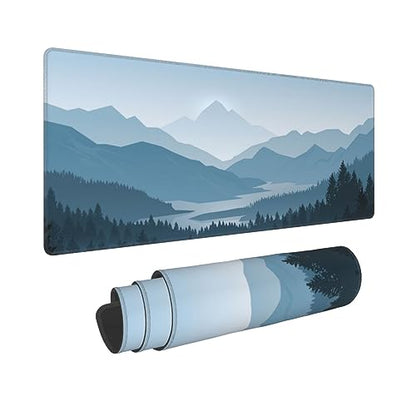 Mountain Gaming Mouse Pad Large Long Extended Pads Big Mousepad Extended Large Non-Slip Rubber Base Waterproof Big Keyboard Mat with Stitched Edges for Office Home and Game,31.5x11.8 Inch - color: Mountain