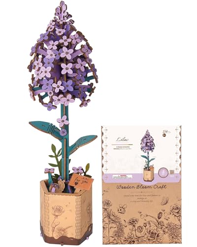 3D Flower Wooden Puzzles for Adults-Lilac, DIY Wooden Flowers Model Kit Building Set Crafts Birthday Gifts, Artificial Botanical Collection Creative Gift Ideas/Housewarming Decor(154PCS) - style: TW - Lilac