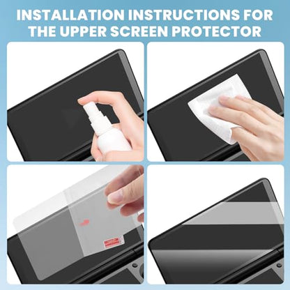 4 PCS Screen Protector for AYN THOR Handheld Console, Tempered Glass Protection Accessories, Scratch-Resistant, High-Definition, Easy Install, (Upper & Lower Screen)
