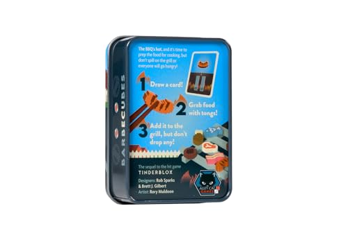 Alley Cat Games Barbecubes, for Ages 6 and Up, 2 to 6 Players | Fast-Paced BBQ Balance Game with Tongs, Stacking Food Pieces, and Elimination Gameplay, Kids, Family, and Game Night Fun