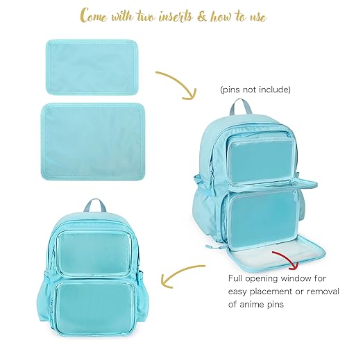 STEAMEDBUN Ita Bag Backpack with insert Pin Display Backpack for School Anime Cosplay - color: Blue