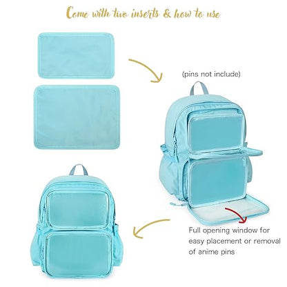 STEAMEDBUN Ita Bag Backpack with insert Pin Display Backpack for School Anime Cosplay - color: Blue