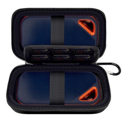 Comecase Dual SSD Case for SanDisk Extreme Portable SSD and Extreme PRO | Holds 2 Drives & 12 SD Cards, Elastic Strap Fit 500GB/1TB/2TB/4TB/8TB, Cable Groove and Carabiner for Travel, Black,Case Only - color: Black