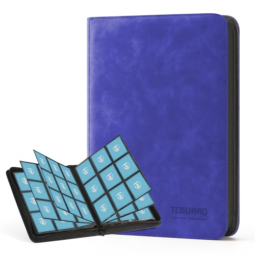 Trading Card Binder, 9 Side Loading Pocket Card Album Hold Up to 540 Cards, Zipper Binder for Cards Collection, TCG Card Holder for Game Card, Sports Card, Yugioh, MTG etc. (Blue) - color: Blue 9