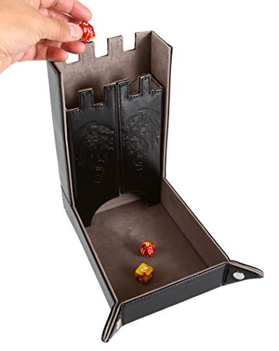 Forged Dice Co. Draco Castle Foldable Dice Tray and Dice Tower - Foldable DND Dice Tray and Dice Rolling Tray Tower - Perfect for Dungeons and Dragons RPG and Tabletop Gaming - color: Gray