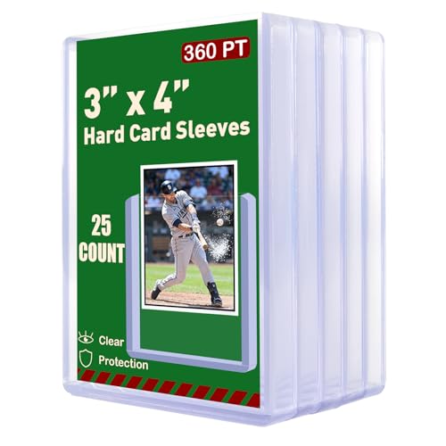 25-Pack 360pt Thick 3"x4" Plastic Card Protectors, Hard Card Sleeve | Wide Top Opening, Scratch-Resistant Clear Shell, Trading Cards Collectible And Display, Long-Term Card Preservation - size: 360PT 25ct Hard Sleeves