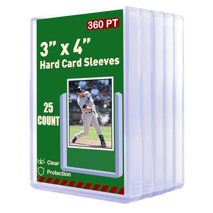 25-Pack 360pt Thick 3"x4" Plastic Card Protectors, Hard Card Sleeve | Wide Top Opening, Scratch-Resistant Clear Shell, Trading Cards Collectible And Display, Long-Term Card Preservation - size: 360PT 25ct Hard Sleeves