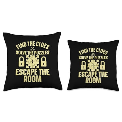 Funny Escape Room Art for Men Women Escape Game Escape Room Throw Pillow - size: 18x18