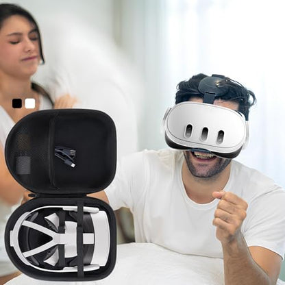 Storage Case Compatible with Meta Quest 3S / Quest 3 VR Headset | Lightweight Carry, Secure Storage, Convenient Zipper, Soft Interior,Black Case - color: Black