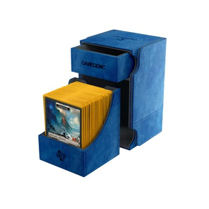 Watchtower 100+ XL Convertible Deck Box | Double-Sleeved Card Storage | Card Game Protector | Nexofyber Surface | Holds Up to 100 Cards | Blue Color | Made by Gamegenic (GGS20104ML) - color: Blue